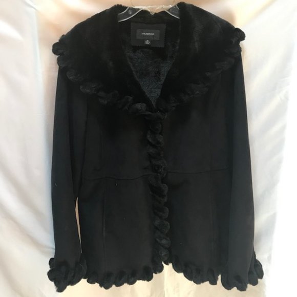 Colebrook Jackets & Coats Colebrook Faux Suede Finish Fur Black